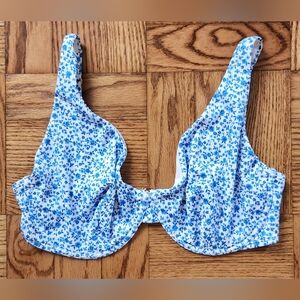 Floral Blue and White Bikini Top
